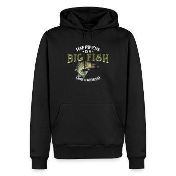 Angler Angeln Geschenkidee Happiness Is A Big Fish - Männer Premium Bio Hoodie - Schwarz - Vorne - Nico (187cm)