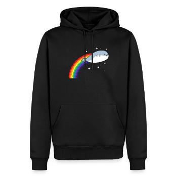 Sacabambaspis Poisson Meme Pixel Arc-en-ciel - Sweat à capuche Premium bio Homme - noir - Devant - Nico (187cm)
