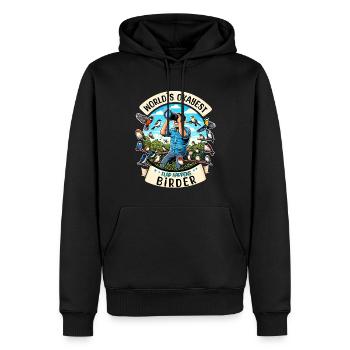 Le meilleur ornithologue amateur au monde - Sweat à capuche Premium bio Homme - noir - Devant - Nico (187cm)