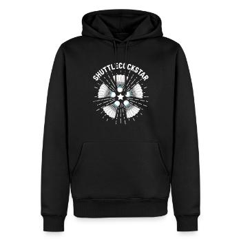 Drôle de joueur de badminton - Sweat à capuche Premium bio Homme - noir - Devant - Nico (187cm)
