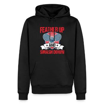 Badminton Spieler Federball - Männer Premium Bio Hoodie - Schwarz - Vorne - Nico (187cm)