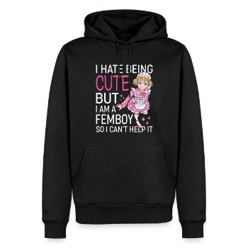 Crossdressing Crossdresser - Männer Premium Bio Hoodie - Schwarz - Vorne - Nico (187cm)