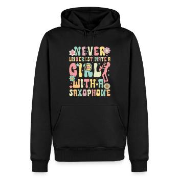 Saxophon Girl Saxophonistin - Männer Premium Bio Hoodie - Schwarz - Vorne - Nico (187cm)