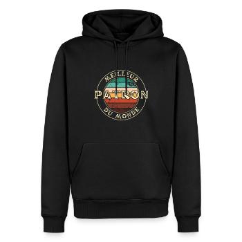 Meilleur Patron Homme Humour Chef D’entreprise - Sweat à capuche Premium bio Homme - noir - Devant - Nico (187cm)