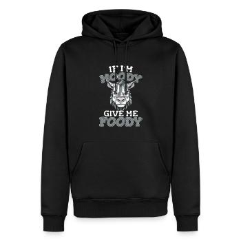 Zebra Witzig If Im Moody Give Me Foody - Männer Premium Bio Hoodie - Schwarz - Vorne - Nico (187cm)