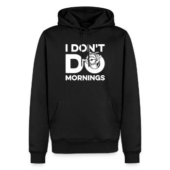 Monkey Funny I Don't Do Mornings - Men’s Premium Organic Hoodie - black - Front - Nico (187cm)