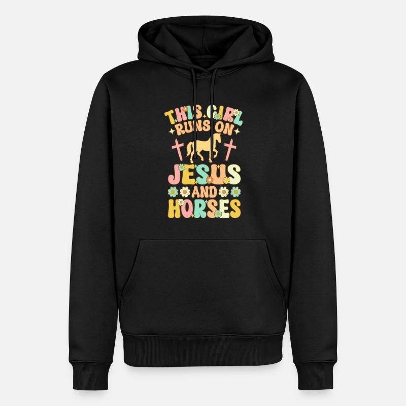 Fille d’équitation - Sweat à capuche Premium bio Homme - noir