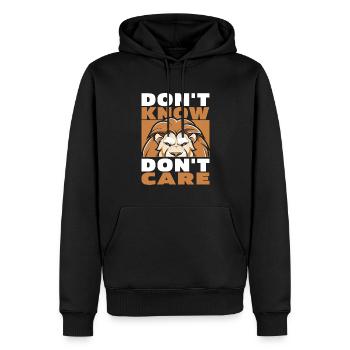 Leo Drôle Je ne sais pas m’en soucier - Sweat à capuche Premium bio Homme - noir - Devant - Nico (187cm)