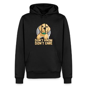 Labrador Drôle Je ne sais pas s’en soucier - Sweat à capuche Premium bio Homme - noir - Devant - Nico (187cm)