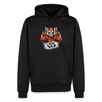 Roter Panda I Love Dad - Männer Premium Bio Hoodie - Schwarz - Vorne - Nico (187cm)
