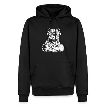 American Bully J’aime Papa - Sweat à capuche Premium bio Homme - noir - Devant - Nico (187cm)