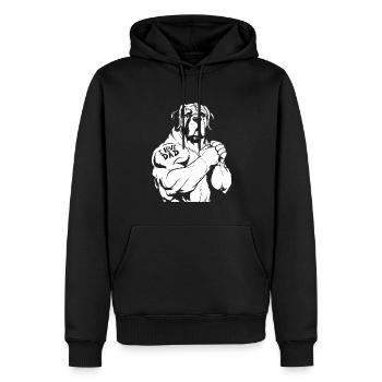 Bernhardiner I Love Dad - Männer Premium Bio Hoodie - Schwarz - Vorne - Nico (187cm)