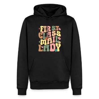 Employées des postes - Sweat à capuche Premium bio Homme - noir - Devant - Nico (187cm)