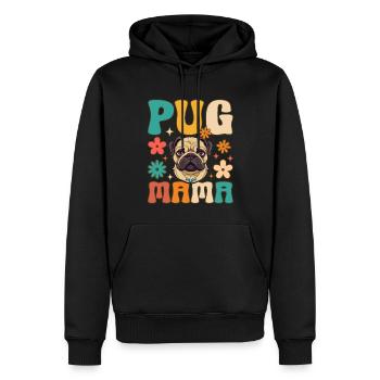 Groovy Pug Mom Weiblicher Hundeliebhaber - Männer Premium Bio Hoodie - Schwarz - Vorne - Nico (187cm)