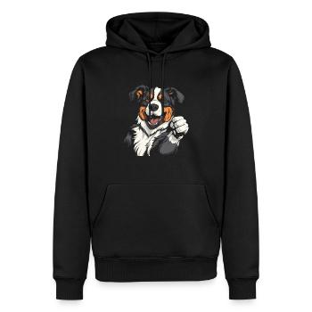 Border Collie Cool - Sweat à capuche Premium bio Homme - noir - Devant - Nico (187cm)
