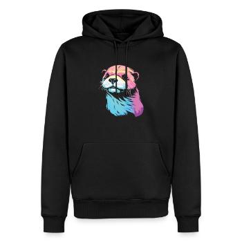 Loutre - Sweat à capuche Premium bio Homme - noir - Devant - Nico (187cm)