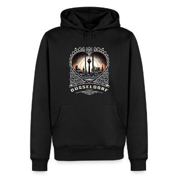 Düsseldorf Skyline Heart Love Home - Sweat à capuche Premium bio Homme - noir - Devant - Nico (187cm)