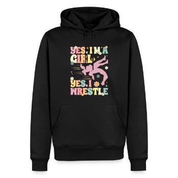 Groovy Wrestling Girl Weibliche Ringerin - Männer Premium Bio Hoodie - Schwarz - Vorne - Nico (187cm)