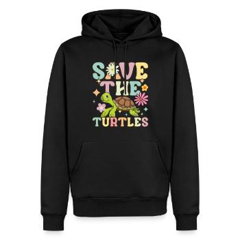 Tortue de mer groovy - Sweat à capuche Premium bio Homme - noir - Devant - Nico (187cm)