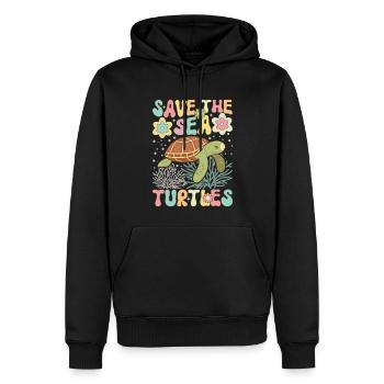 Amoureux des tortues groovy - Sweat à capuche Premium bio Homme - noir - Devant - Nico (187cm)