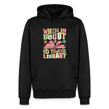 Groovy Book Reader Bibliothécaire - Sweat à capuche Premium bio Homme - noir - Devant - Nico (187cm)