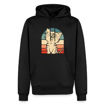 Katze - Männer Premium Bio Hoodie - Schwarz - Vorne - Nico (187cm)