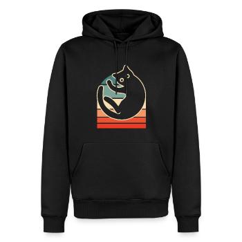 Katze - Männer Premium Bio Hoodie - Schwarz - Vorne - Nico (187cm)