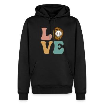 LOVE Baseball Catcher Catcher joueur - Sweat à capuche Premium bio Homme - noir - Devant - Nico (187cm)