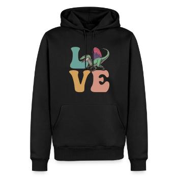 LIEBE Spinosaurus Dinosaurier - Männer Premium Bio Hoodie - Schwarz - Vorne - Nico (187cm)
