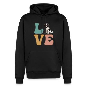 LIEBE Springer Spaniel Hund - Männer Premium Bio Hoodie - Schwarz - Vorne - Nico (187cm)