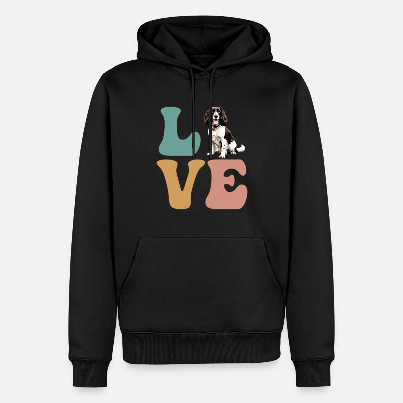 LOVE Springer Spaniel Chien - Sweat à capuche Premium bio Homme - noir