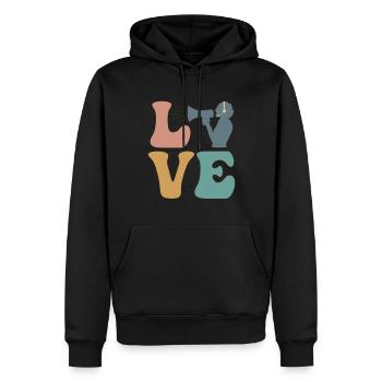 LOVE Régisseur Équipe de scène de théâtre musical - Sweat à capuche Premium bio Homme - noir - Devant - Nico (187cm)