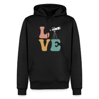 LOVE Teleskop Stargazer Stargazing Astronomie - Männer Premium Bio Hoodie - Schwarz - Vorne - Nico (187cm)