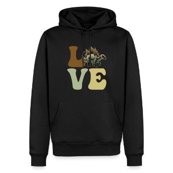 LIEBE Stegosaurus Dinosaurier - Männer Premium Bio Hoodie - Schwarz - Vorne - Nico (187cm)