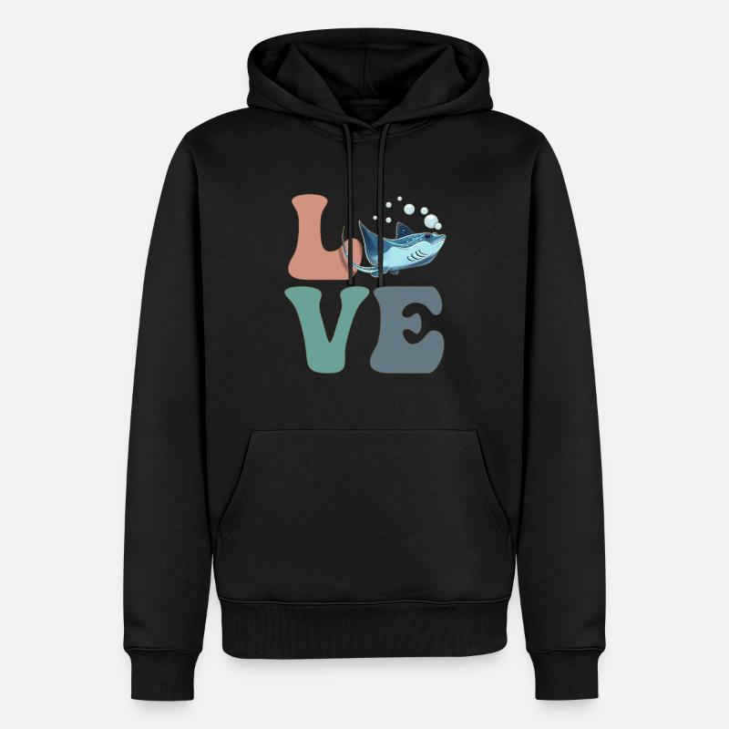 LIEBE Stachelrochen Mantarochen - Männer Premium Bio Hoodie - Schwarz
