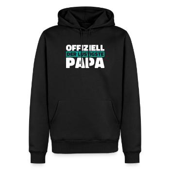 Vater Papa Papa Le Plus Drôle - Sweat à capuche Premium bio Homme - noir - Devant - Nico (187cm)