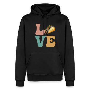 LOVE Tacos Cuisine mexicaine - Sweat à capuche Premium bio Homme - noir - Devant - Nico (187cm)