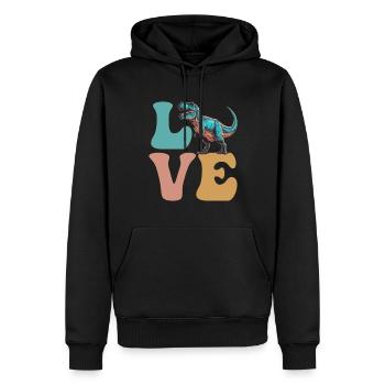 LOVE Trex Tyrannosaurus rex Dinosaure - Sweat à capuche Premium bio Homme - noir - Devant - Nico (187cm)