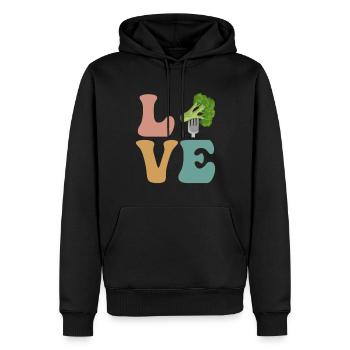 LOVE Brokkoli Veganer Vegetarier Gemüse - Männer Premium Bio Hoodie - Schwarz - Vorne - Nico (187cm)
