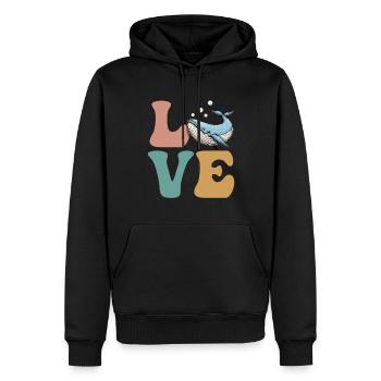 CHER amoureux des baleines mers scientifiques marins - Sweat à capuche Premium bio Homme - noir - Devant - Nico (187cm)