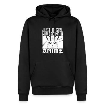 Anime Manga Anime Fille - Sweat à capuche Premium bio Homme - noir - Devant - Nico (187cm)