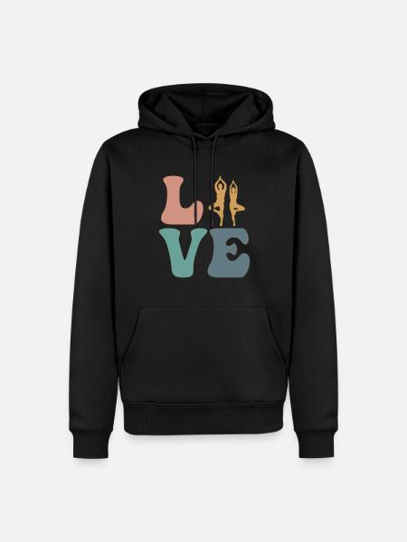 LIEBE Yoga Yogi - Männer Premium Bio Hoodie - Schwarz