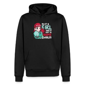 Anime Manga Anime Fille - Sweat à capuche Premium bio Homme - noir - Devant - Nico (187cm)