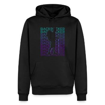 Backpacker Backpacking Wandern Camping Retro - Männer Premium Bio Hoodie - Schwarz - Vorne - Nico (187cm)