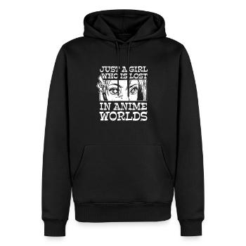 Anime Manga Anime Fille - Sweat à capuche Premium bio Homme - noir - Devant - Nico (187cm)