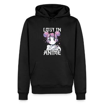 Anime Manga Anime Fille - Sweat à capuche Premium bio Homme - noir - Devant - Nico (187cm)