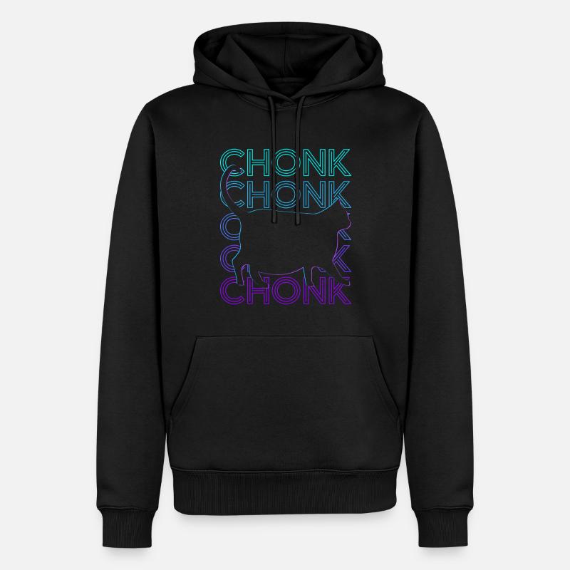 Chonk Katze Meme Retro - Männer Premium Bio Hoodie - Schwarz