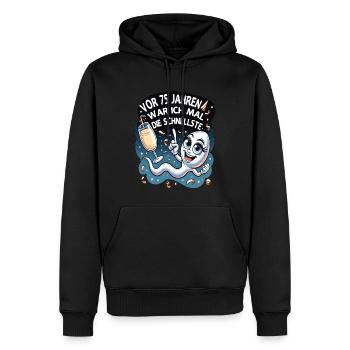Il y a 75 ans, j’étais la femme la plus rapide - Sweat à capuche Premium bio Homme - noir - Devant - Nico (187cm)