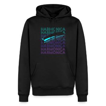 Joueur d’harmonica Joueur d’harmonica rétro - Sweat à capuche Premium bio Homme - noir - Devant - Nico (187cm)