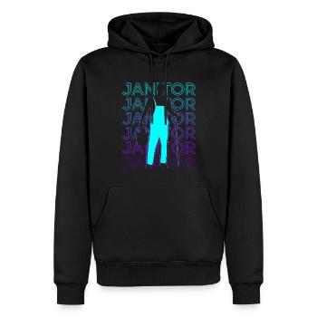 Nettoyant Gardien Rétro - Sweat à capuche Premium bio Homme - noir - Devant - Nico (187cm)